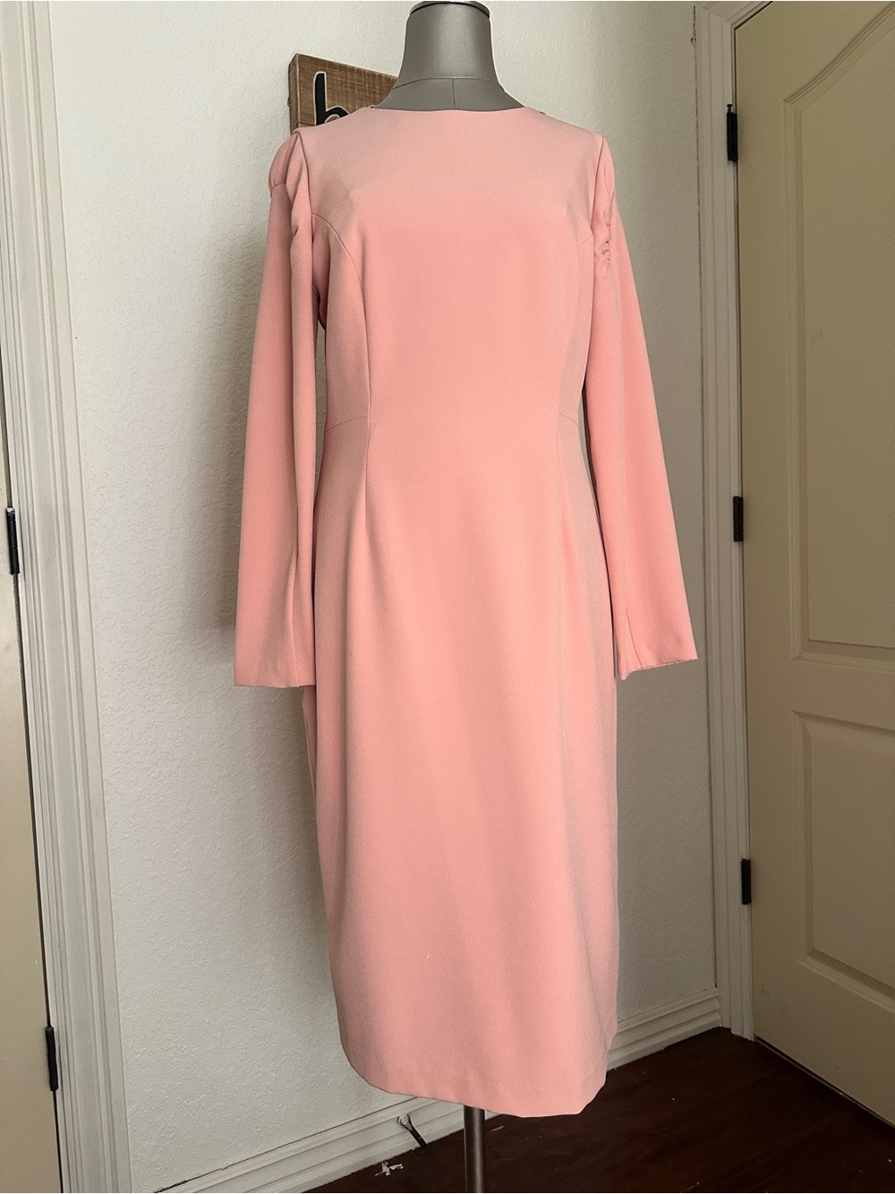 ANTONIO MELANI Blush Pink Long-Sleeve Sheath Dress